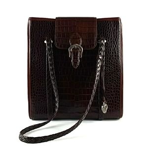 VINTAGE BRIGHTON CROC EMBOSSED STRUCTURED LEATHER BAG MEDIUM